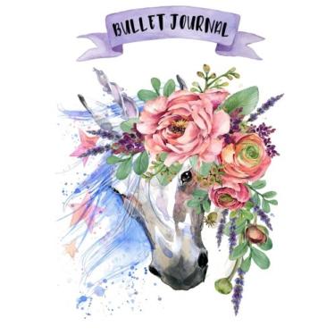 Imagem de Bullet Journal: A4 - Licorne - 160 pages - couverture souple "glossy" - Pointillés - Dot point, bullet journal, dot grid, planner, planning, organizer, journal, Licornes, Bujo