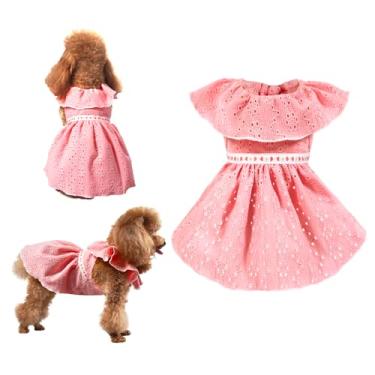 Imagem de Topkins Vestidos para cães, vestido de aniversário para cães, roupa de verão para animais de estimação com motivo decorativo, roupas de gato, saia de festa para cachorro médio e pequeno, rosa G