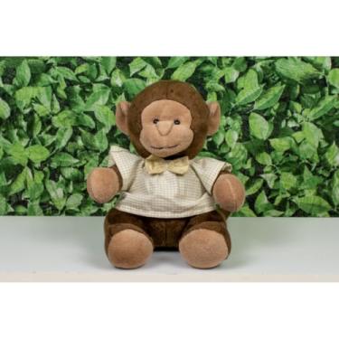 Imagem de PELUCIA SAFARI MACACO 18 CM, PARA DECORAÇÃO (Camiseta e gravata xadrez de bege)