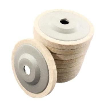 Imagem de 10 peças 100mm 4 polegadas lã polimento roda polimento almofadas ângulo moedor feltro lixar disco para metal mármore vidro abrasivo ferramenta, fino, 1