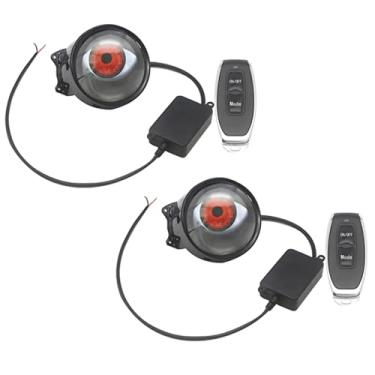 Imagem de Olho LED Lente Farol de carro Devil Eye Faróis Luzes decorativas de carro, 6 padrão de olho ajustável, com controle de interruptor, controle remoto LED Devil Eye Light, para farol de motocicleta,