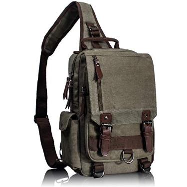 Imagem de Mochila de lona retrô com bolsa tiracolo para viagem Leaper, Army Green 1, Large