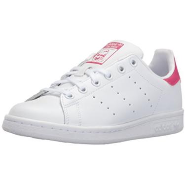 Imagem de adidas Originals Girls' Stan Smith J Shoe, White/White/Bold Pink, 6 M US Big Kid