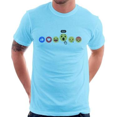 Imagem de Camiseta Reações Facebook Eita! - Foca na Moda, Azul bebê, GGG