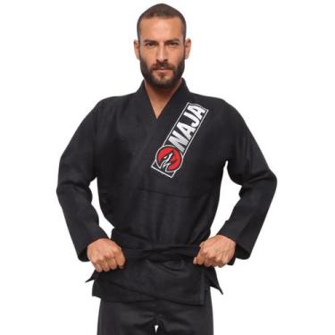 Imagem de Kimono Jiu Jitsu Trançado Reforçado Naja Tradição Qualidade, Preto, A0