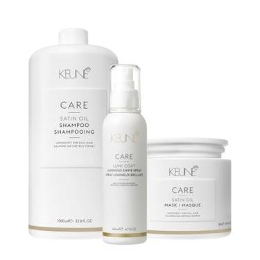 Imagem de Kit Keune Care Satin Oil Shampoo Litro Máscara G e Lumi Coat Finalizador (3 produtos)