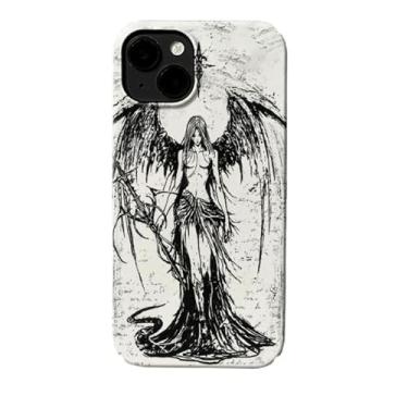 Imagem de Capa de telefone feminina para iPhone 13 Pro Max, escultura gótica, retrô, engraçada, para Apple 13 Pro Max, fofo, punk, preto, anjo, à prova de choque, para meninas (para iPhone 13 Pro Max)