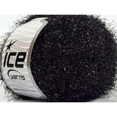 Imagem de Fio de cílios de nylon Ice Yarns Metallic Lurex preto macio brilhante 50 g 153 jardas
