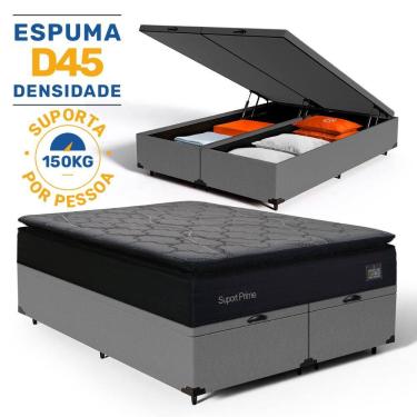 Imagem de Cama Box Baú com Colchão de Espuma D45 Pillow Top Suport Prime Queen 158cm