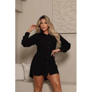 Imagem de Camisa Chemise Manga Longa  - Gisele Freitas, Preto, G