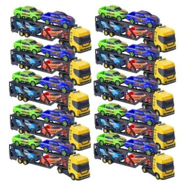 Imagem de Kit 10 Carreta Cegonheira Caminhão Brinquedo Cegonha Carrinho - Bs toy