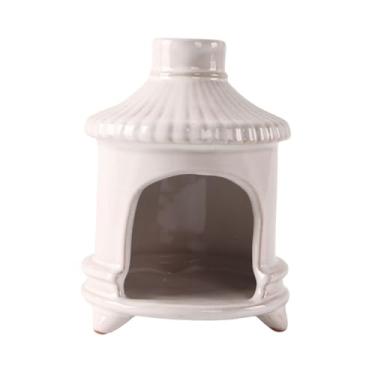 Imagem de Fenteer Decoração de casa do incenso compacto exclusivo, mesa central de mesa queimador de incenso, cerâmica para a mesa lateral da estante mesa de escritório, Branco