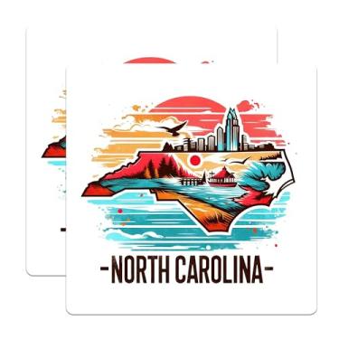 Imagem de (Pacote com 2) Adesivos de mapa da Carolina do Norte - Adesivo de Marco do Estado - Adesivos de destino de viagem - 12,7 cm no lado mais longo - Cola para superfícies planas lisas - Feito nos EUA -