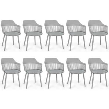 Imagem de Kit 10 Cadeiras de Jantar Estofada Marcela (Cinza)
