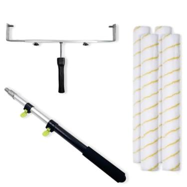 Imagem de Brick-Anew Kit de rolo de pintura de 45,72 cm com haste de extensão - Inclui mastro telescópico ajustável de 91 cm, moldura de rolo ajustável de 30,5 a 45,72 cm, (4) capas de rolo de 45,72 cm |