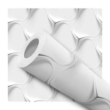 Imagem de Papel de Parede Adesivo Efeito 3D Branco Gesso Moderno Quarto Sala de 