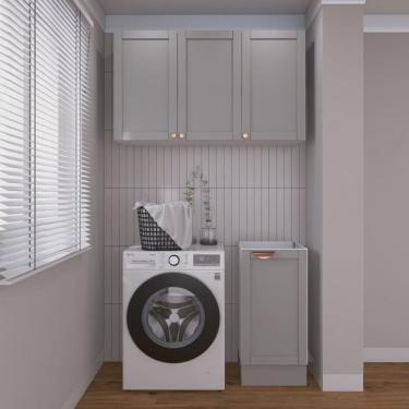 Imagem de Lavanderia Modulada 2 Peças sem Tampo 1 Armário Aéreo 3 Portas 1 Balcão Cabecasa Madeiramadeira
