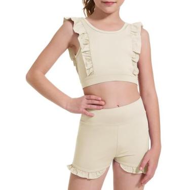 Imagem de Shorts esportivos para meninas, tamanho de 3 a 10 anos, sutiã de trein