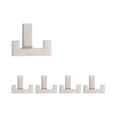 Imagem de Cabides de roupas pretos, ganchos de parede para armazenamento doméstico, ganchos para chaves, chapéus, bolsas, toalhas de banheiro, cozinha, armazenamento de parede, 5 peças, prata