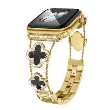 Imagem de Pulseiras de relógio Musk-mskr Gold Metal para Apple Watch 42-49mm