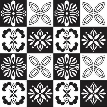Imagem de Adesivo de Azulejo Hidráulico Branco e Preto 2,50m - Inove Papéis de P