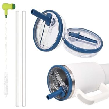 Imagem de Tampa de substituição à prova de vazamento de canudo flip para Stanley 1,134 g Tumbler Quencher - 2 pacotes 1,134 g Tampa superior à prova de derramamento reutilizável Stanley Cup acessórios com