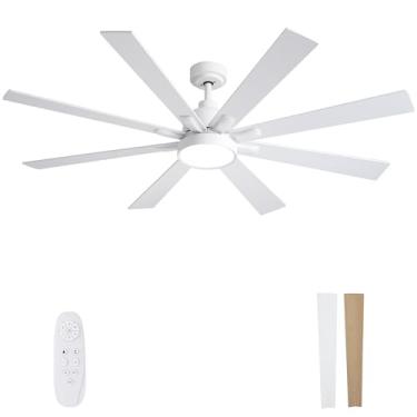 Imagem de Autoday Ventiladores De Teto Grandes Com Luzes E Controle Remoto - Ventilador De Teto Branco De 62 Polegadas Com Luz, Motor Cc Silencioso, 3 Cct, Iluminação Led Regulável Moderna E Ventiladores De T