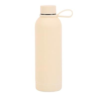 Imagem de FAMKX Garrafa de água esportiva de boca estreita isolada de parede dupla de aço inoxidável com alça, frasco a vácuo em forma de cola (amarelo claro)