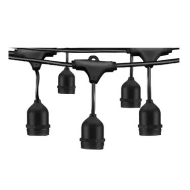 Imagem de Varal de Luzes Festão Cordão de Iluminação Área Externa Decoração Festa 10 Soquetes 10 Metros Preto