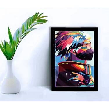 Imagem de Quadro Decorativo kakashi Pop Art Escritório +Vidro 33x25 A4