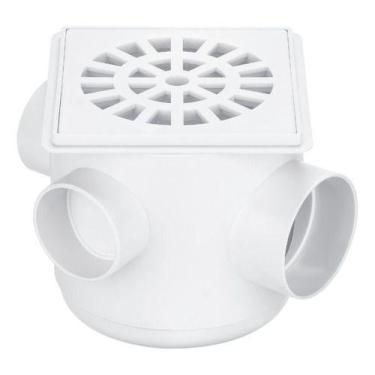 Imagem de Caixa Sifonada 100x100x50mm Com Grelha Quadrada Branca Herc