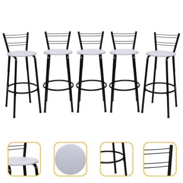 Imagem de Banqueta Para Cozinha Americana Estrutura Preta Kit 5un Cadeira Balcão