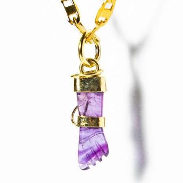 Imagem de Colar Mini Figa Pingente Ametista 20mm Pedra Natural Dourado - Cristai