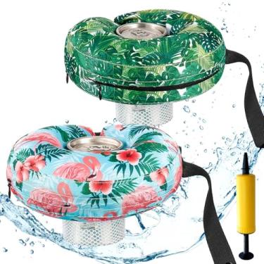 Imagem de Rtteri 2 peças Bobber inflável de 29 cm suporte de bebida flutuante pequeno suporte flutuante para bebidas com cordão para copos de garrafa de vinho, piscina ao ar livre, banheira de hidromassagem