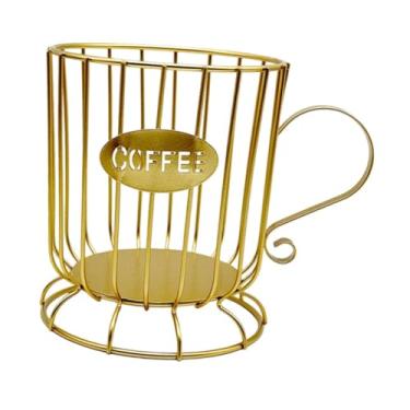 Imagem de Fenteer Suporte para cápsulas de café, organizador prático para armazenamento, Gold L, Tamanho real