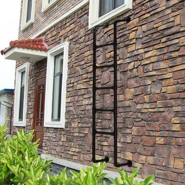 Imagem de Janela do porão Egress escada 3-8 escalada de escalada de emergência de emergência, escada de metal montada na parede preta 49 "/51"/55 "/59"/65 "High Loft Attic na escada do telhado, 145cm/