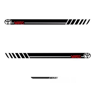 Imagem de Kit Faixas Adesivo Lateral E Traseira Yaris Hatch - Preto - Jhow Adesi