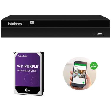 Imagem de Gravador de Vídeo IP NVR 4 Canais 4K PoE NVD 1404 P + HD 4 Teras Purple Intelbras