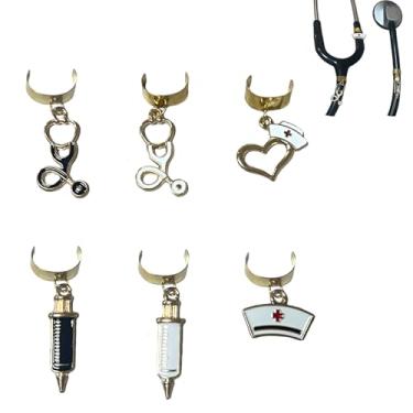 Imagem de spansee Pingentes Para Estetoscópio De Enfermeira Com 6 Peças, Etiqueta Joias Enfermeira, Acessórios Pingente Em Mdf Littmann, Presente Formatura Médicos E Estudantes