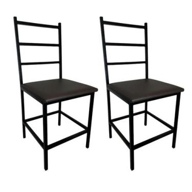 Imagem de Kit 2 Cadeiras Reforçada Para Cozinha E Sala Jantar Ana Assento Marrom