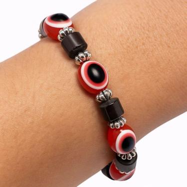 Imagem de Pulseira Olho Grego Vermelha Pedra Natural Inveja Mal Olhado