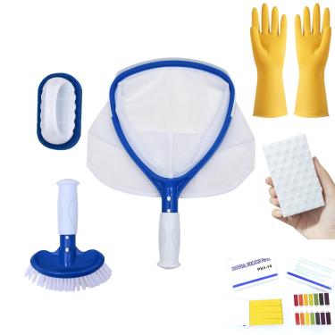 Imagem de AnotherGifts Kit de manutenção profissional de spa para acessórios de banheira de hidromassagem com escumadeira, escova e esfregão, acessório de manutenção de piscina pequena e spa kit de ferramentas