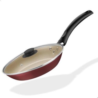 Imagem de Frigideira antiaderente tramontina grande com tampa 24cm, Vermelho