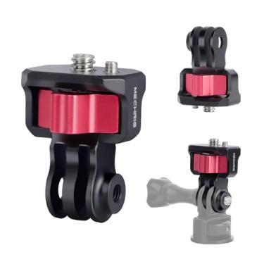 Imagem de Mechrig Adaptador de três cabeças de cartão para 1/4 de metal adaptador de câmera esportiva acessório para câmeras esportivas com dois cartões ou 1/4 furos de parafuso para GoPro Hero 13 12 11 10 9 8