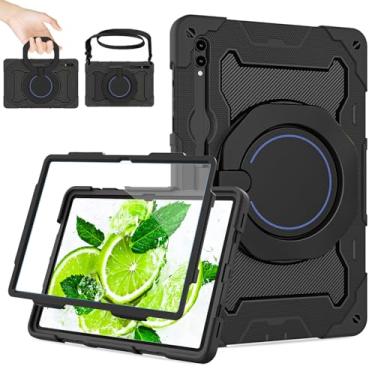 Imagem de ROISKIN Capa para tablet Samsung Galaxy Tab S9 Ultra/S8 Ultra de 14,6 polegadas com protetor de tela HD, suporte 360, alça de ombro | capa à prova de quedas para Galaxy Tab S9 Ultra/S8 Ultra 14,6