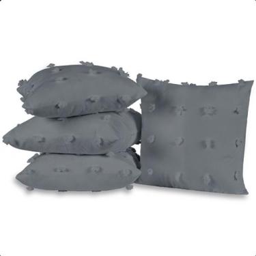 Imagem de Kit 4 Capas de Almofadas Decorativas 45x45 cm - Bia Enxovais, Cinza