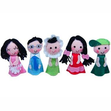 Imagem de Dedoches De Feltro - Família - 5 Personagens - Multicolorido - 100% Artesanal