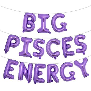 Imagem de Faixa multicolorida de balões de energia de Peixes, decorações de festa de aniversário, aniversário de peixes, letras de 41 cm, aniversário de 21 anos, aniversário de 30 anos, (roxo grande energia de
