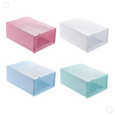 Imagem de Caixa Organizadora Dobravel para Sapatos Calçados Transparente 1 Unidade(Verde)