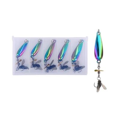 Imagem de 5 peças iscas giratórias de lantejoulas para pesca com mosca, moscas molhadas com spinner para robalo, peixe-sol, lúcio, anzóis artificiais para pesca de salmão, truta robalo, adequado para água doce